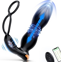 Vibrateur anal à poussée avec application, Godemiché vibrant, Jouet sexuel pour hommes, Plug anal portable, Vibrateur point G, Masseur de prostate