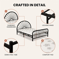 Base de Cama de Hierro Forjado Estilo Nórdico Minimalista, Plataforma Metálica Simple y Elegante, Resistente y Ahorradora de Espacio, Mueble para Dormitorio o Apartamento