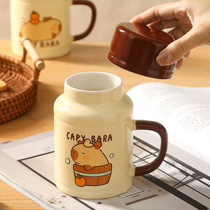 Lelyi Maquiagem Copo com Tampa Criativo Copo De Café Do Agregado Familiar Bonito Copo De Água De Cerâmica Lembrança - Product Image 3