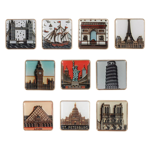 Spille in Metallo con Monumenti Famosi, Illustrazioni Personalizzate delle Skyline delle Città, Badge Smaltati Retrò, Magneti Architettonici, Souvenir Turistici, Spille Decorative - Product Image 1