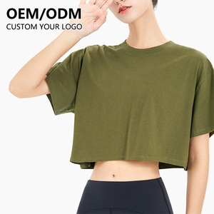 Camisetas Cortas Lisas de Algodón 100% de 220 g/m² con Efecto Desgastado Vintage para Mujer, Venta al por Mayor, Colección Primavera Verano - Product Image 3