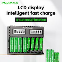 Chargeur de batterie USB intelligent PUJIMAX à 8 emplacements, 1,5 V, chargeur de batterie lithium-ion rechargeable USB à 8 emplacements, Li-Ion AA/AAA