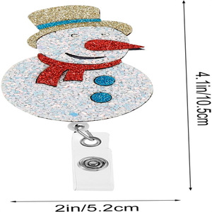 Cross-border gift Santa Claus glitter fabric easy-open <b>buckle</b> glitter nurse felt name tag telescopic <b>clip</b> roll manufacturer - Product Image 2