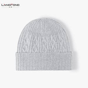 Bonnets d'hiver Landfond Nouveau chapeau tricoté en laine <span class=keywords><strong>mérinos</strong></span> à grosse tête Bonnets épais et chauds neutres pour hommes et femmes - Product Image 5