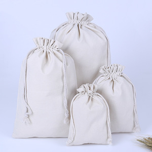 Sac à linge écologique en coton biologique 100% avec ficelles, avec logo personnalisé, <span class=keywords><strong>petite</strong></span> pochette en toile blanche, sac à poussière en coton pour le <span class=keywords><strong>rangement</strong></span> - Product Image 4