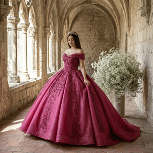 Vestido de Noche de Lujo con Lentejuelas y Cuentas de Alta Calidad Lsany213, Vestido de Princesa con Flores 3D Rojas para Quinceañera, Jancember - Product Image 1