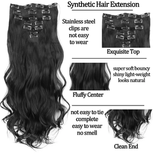 7 Pcs 22 Inch Dài Tổng Hợp Xoăn Dợn Sóng Phần Mở Rộng Tóc Clip-Trong Đầy Đủ Đầu Jerry Curl Phong Cách Cho Phụ Nữ Và Cô Gái - Product Image 6