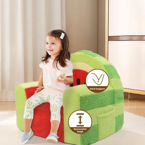 Children's <b>Sofa</b> Watermelon Design Soft Velvet Chair With Hand Support For Kids 3 Years And Above - Product Image 1