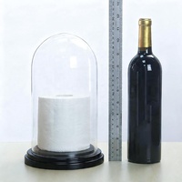 Cúpula de Acrílico con Base de Madera Negra, Exhibidor Decorativo, Campana de Cristal para Objetos Antiguos y Coleccionables, Terrario, Decoración del Hogar