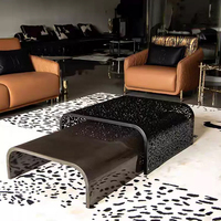 Ensemble de tables basses en verre trempé de luxe italien pour salon de villa moderne haut de gamme