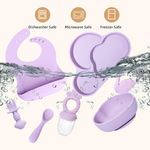 실리콘 젖꼭지 아이 식당 아기 음식 접시 아기 그릇 흡입 아기 수유 세트 - Product Image 3