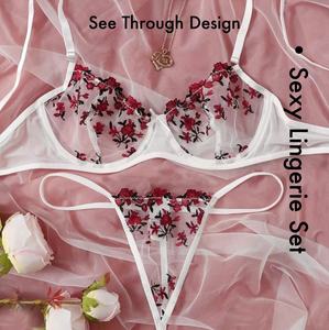 Soutien-gorge pour femmes, lingerie sexy transparente pour filles, ensembles de soutien-gorge et culottes - Product Image 1