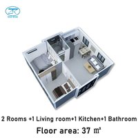 Maison mobile préfabriquée en conteneur à panneaux sandwich en acier de 20 pieds, extensible, confortable, à deux ailes, en kit, portable, petite maison
