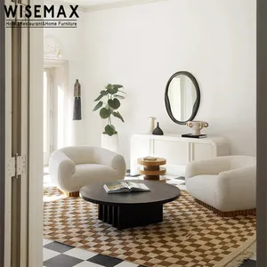WISEMAX FURNITUREワビサビスタイルパインウッドティーテーブルホテルプロジェクトリビングルーム家具用無垢材ラウンドコーヒーテーブル