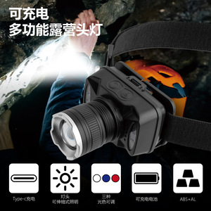 Lampe frontale LED rechargeable 69 mm à intensité variable pour la pêche et les activités de plein air - Product Image 4