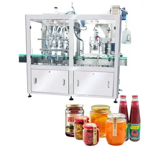 Automático tomate molho mel geleia vidro garrafa lavagem enchimento tampando embalagem máquina produção linha