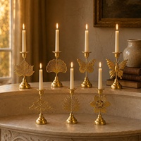 Porte-bougie en fer forgé avec motif de papillon et de feuille, décoration de table