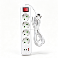 AB Schuko Prizli 4'lü Priz Çoklayıcı, 2 USB-C, 1 USB-A Girişli, 10A 250V Uzatma Kablosu, Duvara Monte Edilebilir, Akım Korumalı, OEM Toptan Satış