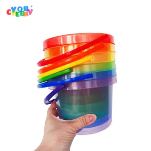 Multi-Functional Colored Plastic Bucket Set For Children's Outdoor Beach Toys Educational Transparent Drum With Bag Packaging