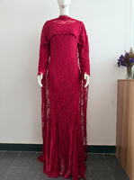 Robe Abaya Sirène Traditionnelle Élégante et Respirante en Dentelle pour Femmes Musulmanes R-717, Style Dubaï, Manches Longues, Longueur Cheville, Tendance