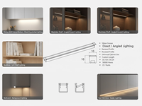 Éclairage LED pour armoire DC12V 10mm, profil encastré, éclairage direct ou angulaire pour étagère de placard YB1019-21--1