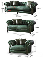 Hot American Country 1 2 3-Sitzer-Sofa Vintage Industrial Style Pull Button Öl wachs Leders ofa Classic Chesterfield Sofa Set