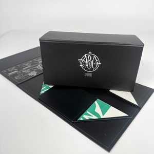 Luxury Magnetic Foldable Gift <b>Box</b> <b>Black</b> Color <b>Box</b> with Scratch-resistant Matte Lamination White Color Logo Printing Packaging - Product Image 2