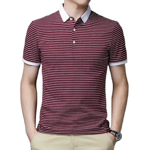 Men's Classic Fit Jersey Fabric Soft Short Sleeve Stripe Polo Shirt