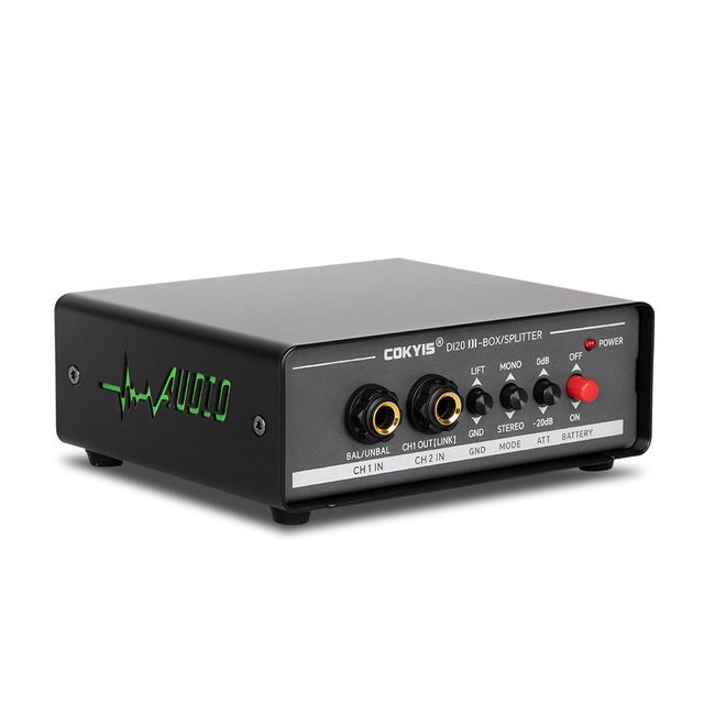 DI-20 Active Dual Channel DI Box Stereo Direct Injection Box Splitter Unbalanced to Balanced Signal Converter for Guitar DJ