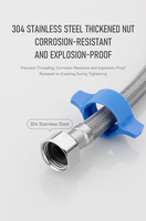 Tuyau flexible tressé en fil PET pour usage industriel et domestique F1/2*F1/2, résistant à la rouille, pour connexion d'eau