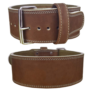 Leather <b>Weight</b> Lifting <b>Belt</b> Men Adjustable Waist Support Strength <b>Training</b> Buckle Closure Brown - Product Image 6