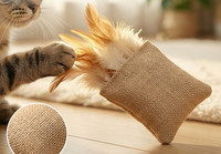 Jouet pour chat en lin et plumes avec herbe à chat et vigne argentée, résistant à l'usure, pour le nettoyage des dents molaires, pour le jeu autonome et la mastication, fournitures pour animaux de compagnie