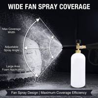 Lance à mousse professionnelle 1200 ml avec raccord rapide 1/4 et canon à mousse réglable avec buse en laiton pour nettoyeur haute pression et detailing automobile