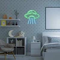 UFO Neon Sign For Room Spaceship LED Neon Sign Space Neon Signs for Wall Decor