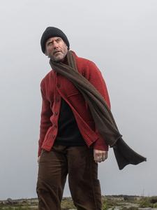 Cardigan da Uomo in Misto Lana Donegal Rosso Maculato con Collo Alto e Dettaglio a Costine sul Colletto - Product Image 6