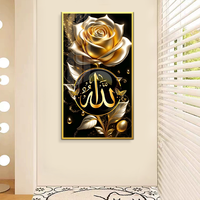 Art mural moderne de luxe en cristal époxy avec calligraphie islamique, surface brillante, avec cadre, décoration intérieure, mosquée, hôtel