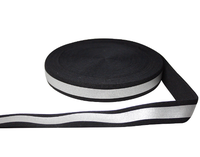 Bande élastique en Spandex textile réfléchissant noir et blanc personnalisée haute ténacité pour vêtements et accessoires de bagages