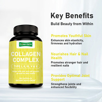 Capsules de collagène complexe personnalisées avec logo, hydrolysées, à base de bovin, de poulet, de poisson et de coquille d'œuf, pour la peau, les cheveux, les ongles et les articulations