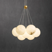 Lampe créative de style moderne en albâtre pour décoration intérieure de restaurant Lampe en albâtre Lustre sphérique à ballons ronds