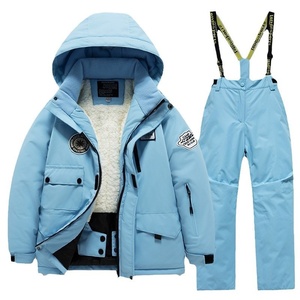 Conjunto de traje de esquí de invierno para niños y niñas Polartec, chaqueta impermeable transpirable a prueba de viento, pantalones gruesos y cálidos con cremallera para pantalones térmicos de talla grande - Product Image 5