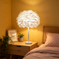 Lampe de bureau LED JACKSUN à plumes blanches E27, lampe de chevet pour chambre à coucher, veilleuse d'ambiance, 15,75 pouces