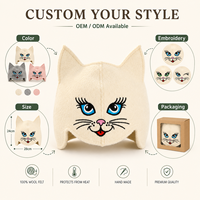 Gorro de Sauna de Fieltro de Lana con Diseño de Gato Adorable, Protección Contra el Calor, Transpirable, para Baño de Vapor y Spa