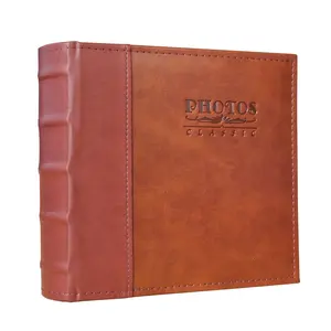 Good quality paper slip in photo book 4x6 leather photo album