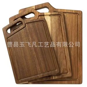 Tabla de cortar de madera de acacia rectangular con asa, tamaño pequeño, mediano y grande para uso en la cocina - Product Image 1