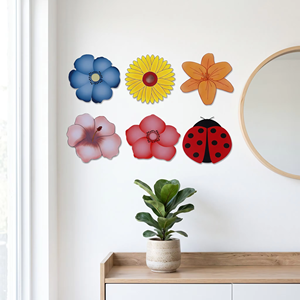 Autocollant anti-mouches pour fenêtre, motif fleur et coccinelle, en vinyle, double face, adhésif puissant, film transparent, lutte antiparasitaire - Product Image 1