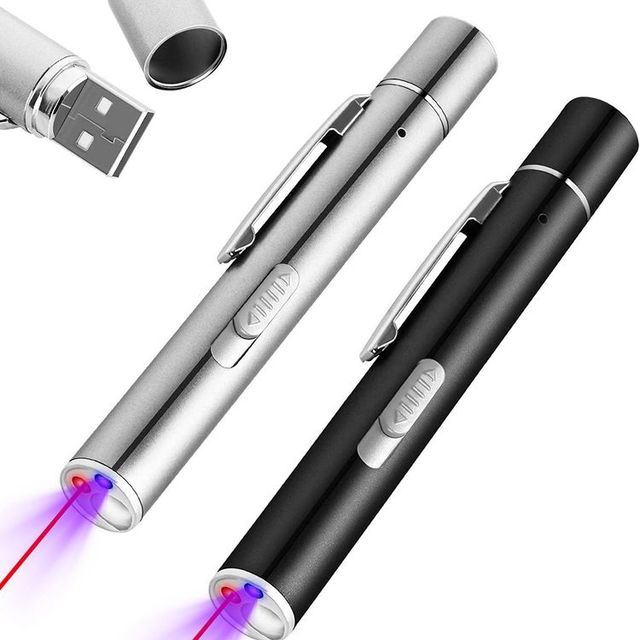 3 in 1 Cats Laser Pointer USB Charging 395nm UV Light Flashlight and Lazer for Cats Multifunction Blacklight Magnetic Tail Cover