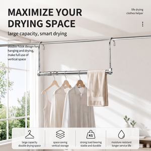 <strong>Retractable</strong> Foldable Wall Mounted Stainless Steel <strong>Drying</strong> <strong>Rack</strong> Towels Balcony Wardrobe Laundry Quilt Hanger Modern - Product Image 4