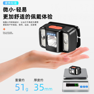 Smart Charging Wave Activated Three <b>Light</b> Source <b>Sensor</b> Headlamp Rechargeable <b>Battery</b> 100 199M Range Outdoor Fishing - Product Image 3