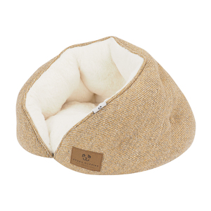 LS peppy-cueva de gato y perro ovalada de sarga de lino de imitación, conejo de lujo de alta calidad, venta al por mayor con almohada reversible - Product Image 1