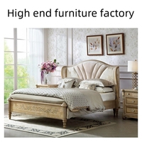 Mobilier français de chambre à coucher en bois massif de haute qualité Lit double Table de chevet King Villa hôtel peut être personnalisé